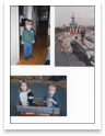 A single flatbed scan containing three slightly tilted photos with white space between them