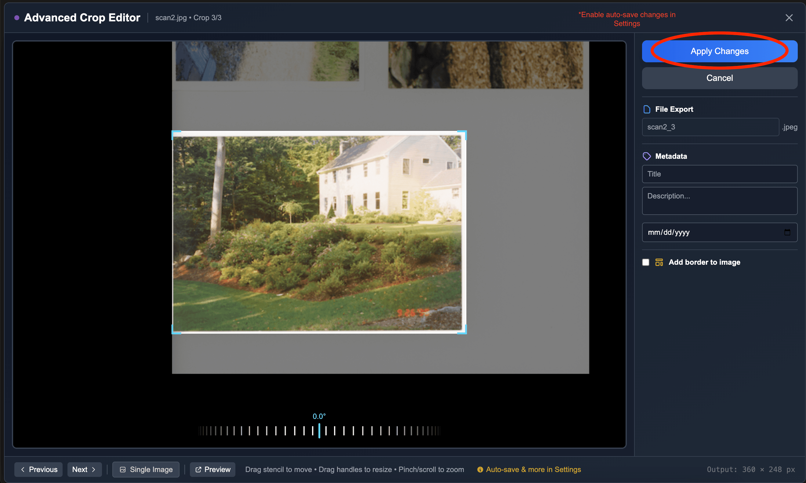 Advanced editor apply changes button