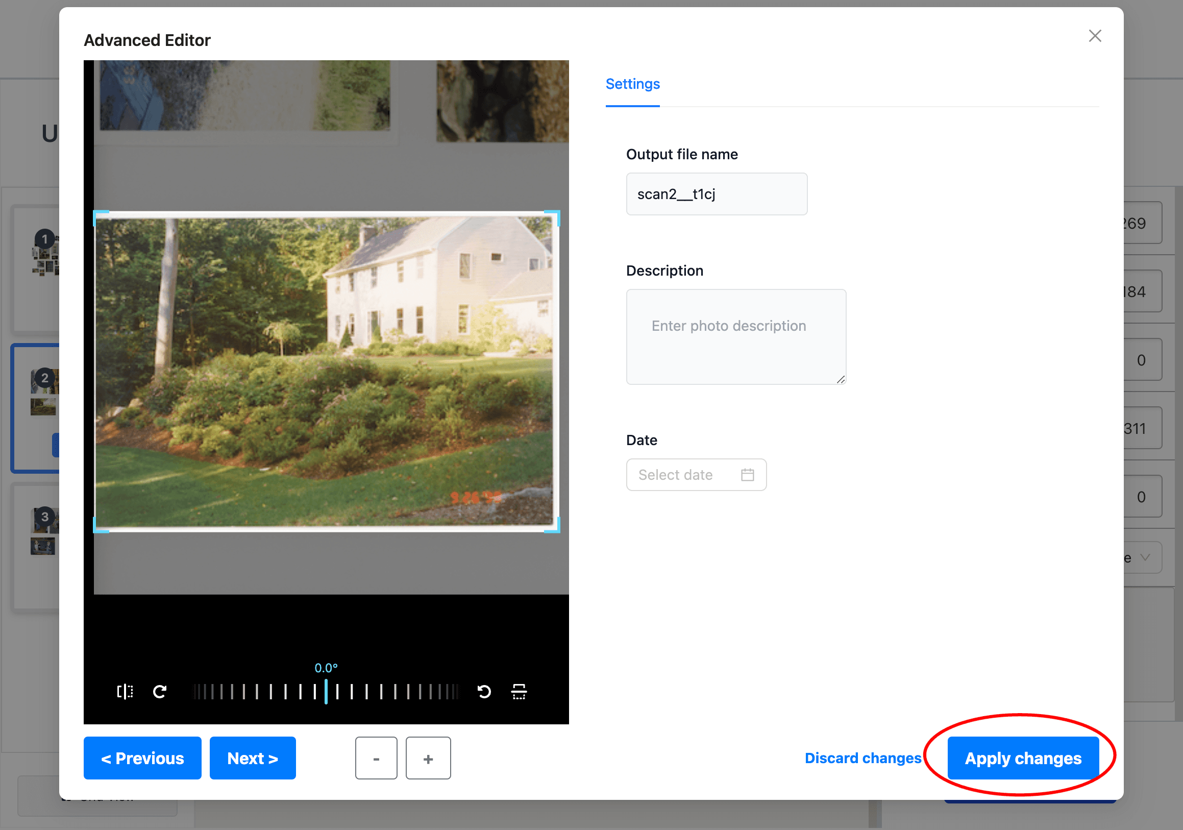 Advanced editor apply changes button