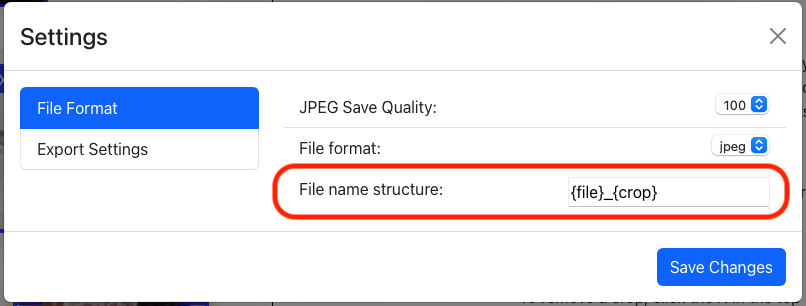 default file naming structure